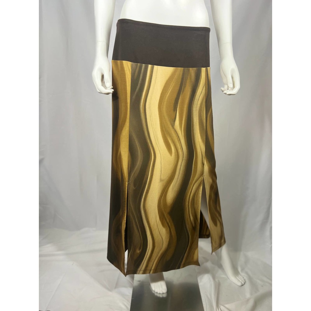 2000's Brown Wavy Slit Skirt